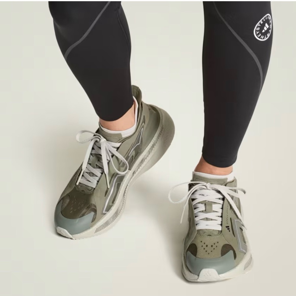 adidas by Stella McCartney Ultraboots in Legacy Green with Light Gray Accents
